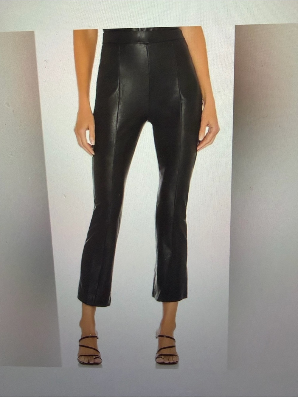 Amanda Uprichard Cropped High-Waist Faux Leather Pants - Black